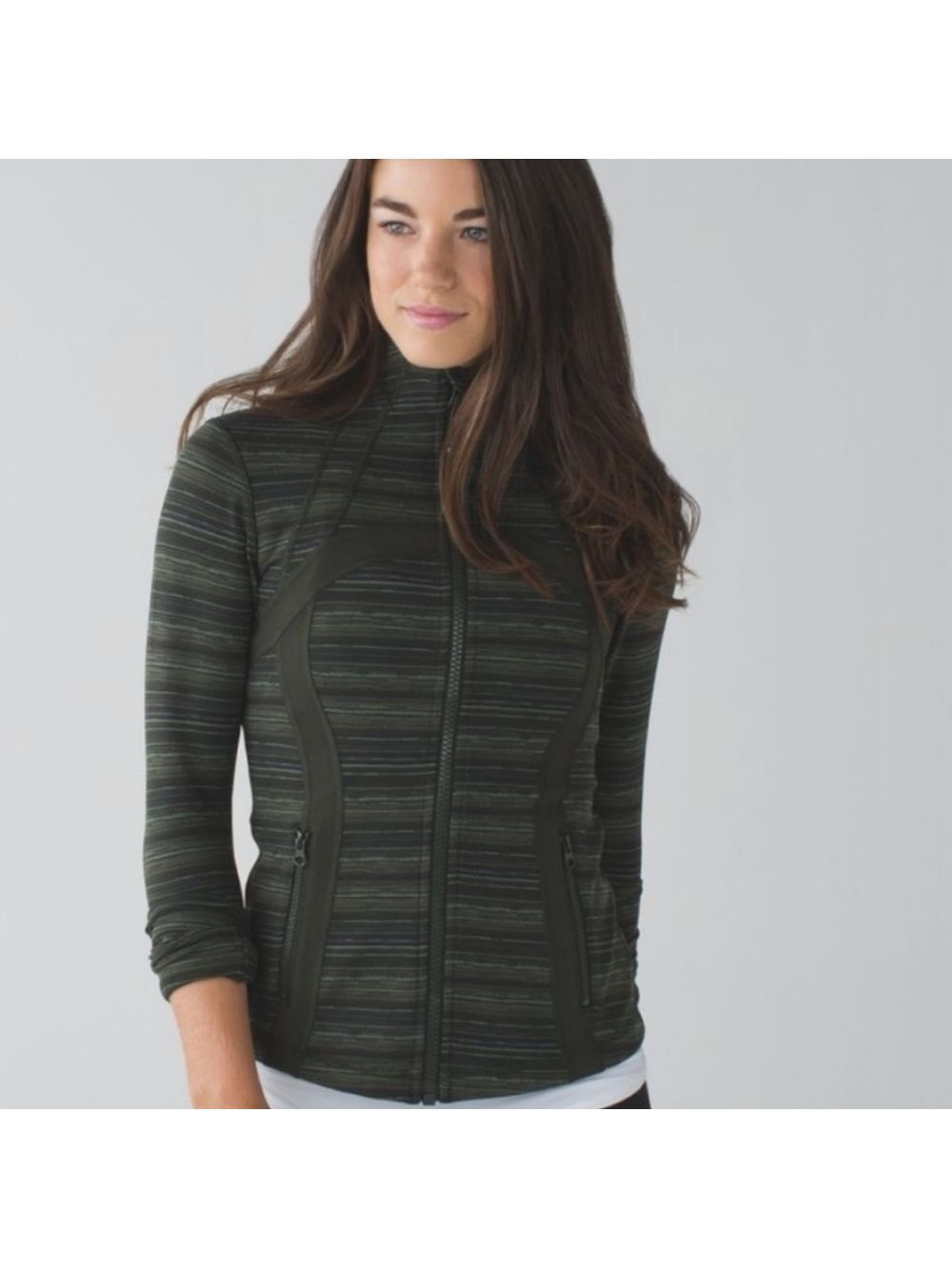 Lululemon 4 Cyber Stripe Gator Green Define Jacket